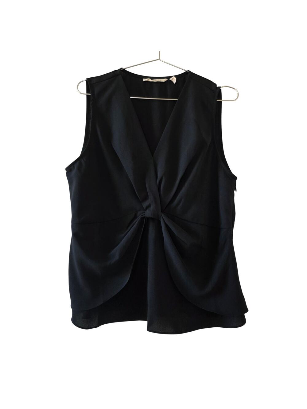 Soft Surroundings Sleeveless Blouse Womens Large Black Twist Front Draped Top